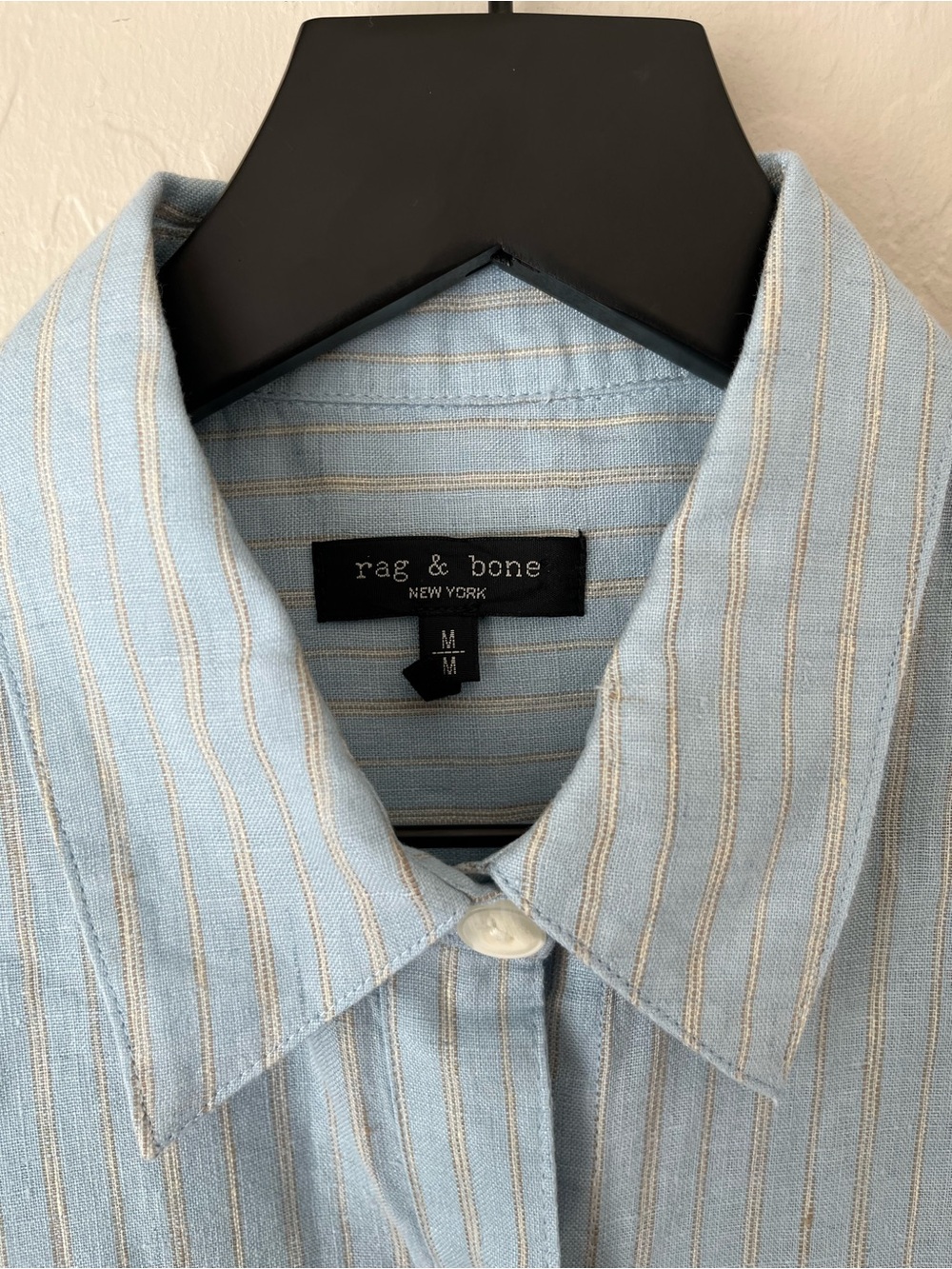 Rag and Bone Maxine Stripe Linen Button Down Shirt Blue Size Women’s Medium - Picture 5 of 7
